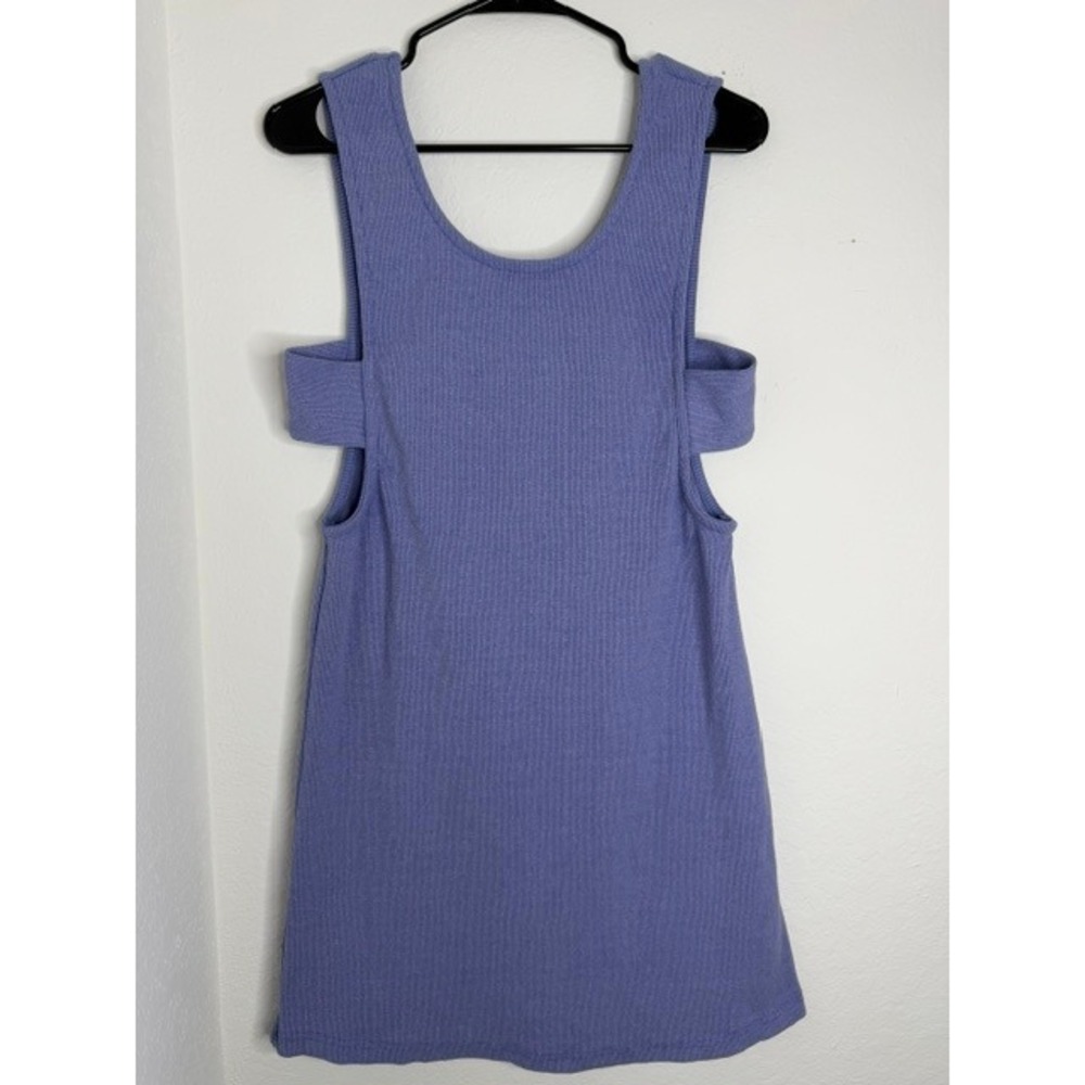 Heyson Periwinkle Ribbed Knit Side Cutout Mini Dress Small Purple Sleeveless